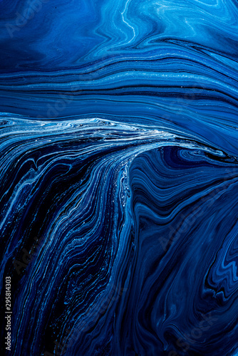 Blue Acrylic pour Liquid marble abstract surfaces Design.
