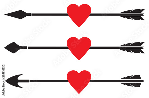 arrow and heart vector set 