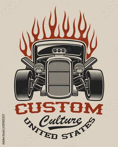 T-shirt design with a hot rod