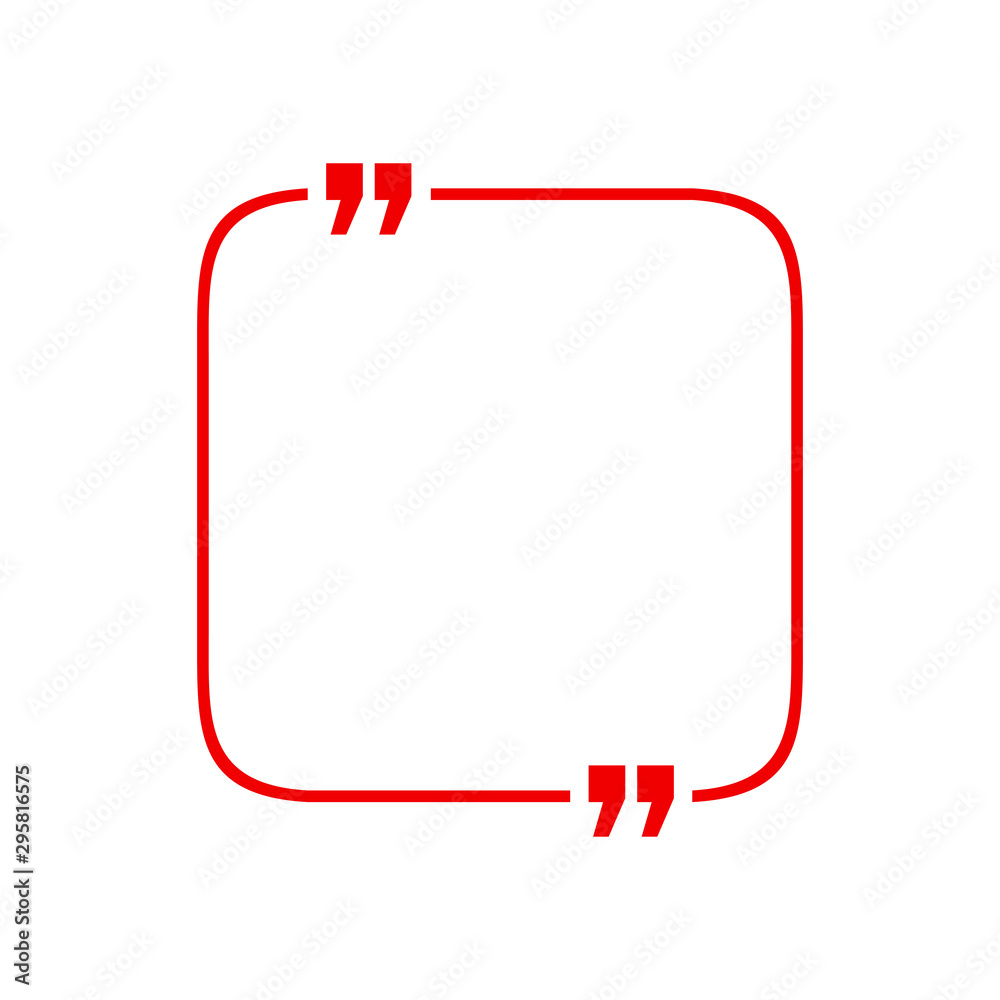 Quotation blank template in red quotes isolated on White. Creative banner illustration with blank quotation frame with quotes. Minimalistic modern empty template typography design wisdom or motivation Quotation blank template in red quotes isolated on White. Creative banner illustration with blank quotation frame with quotes. Minimalistic modern empty template typography design wisdom or motivation
