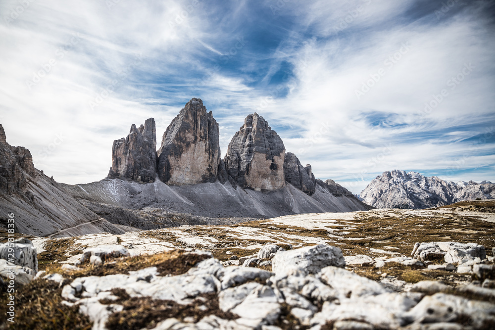 Wonderful Mountain Landscape Panorama Tre Cime Di Lavaredo