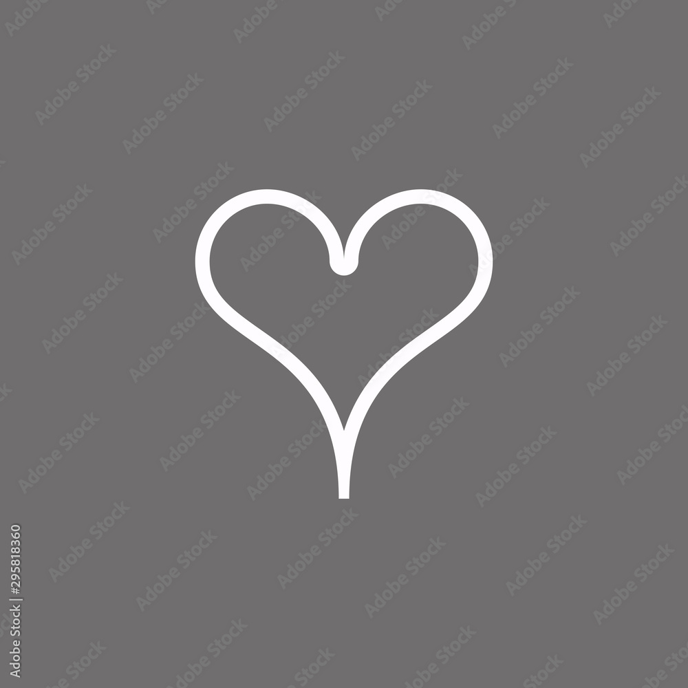 Poker playing card suit Hearts outline shape single icon. Hearts suit deck of playing cards used for ace in Las Vegas royal casino. Single icon illustration isolated on gray. Drawing pic for tattoo.