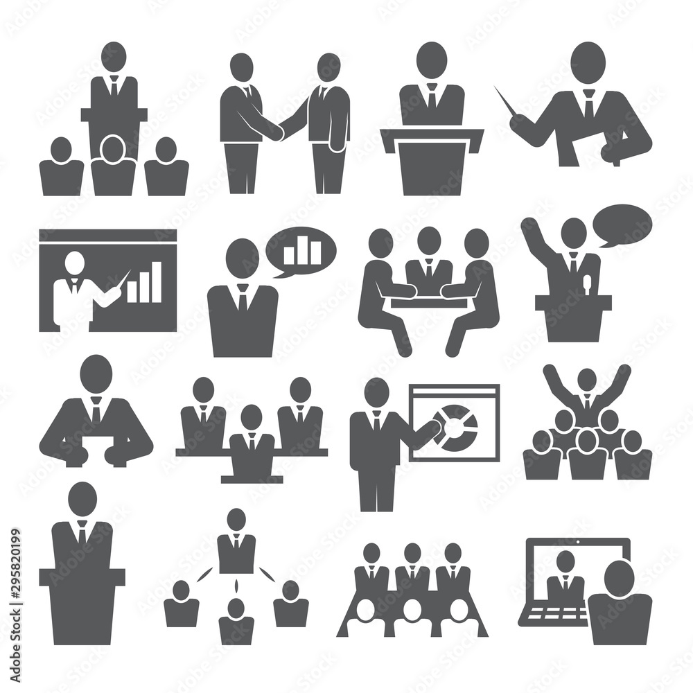 Conference icons set on white background Conference icons set on white background