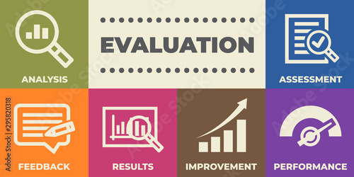 EVALUATION Concept with icons and signs