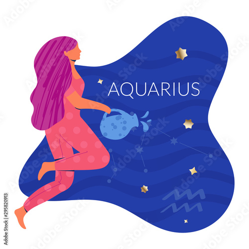 Aquarius Woman Zodiac Illustration