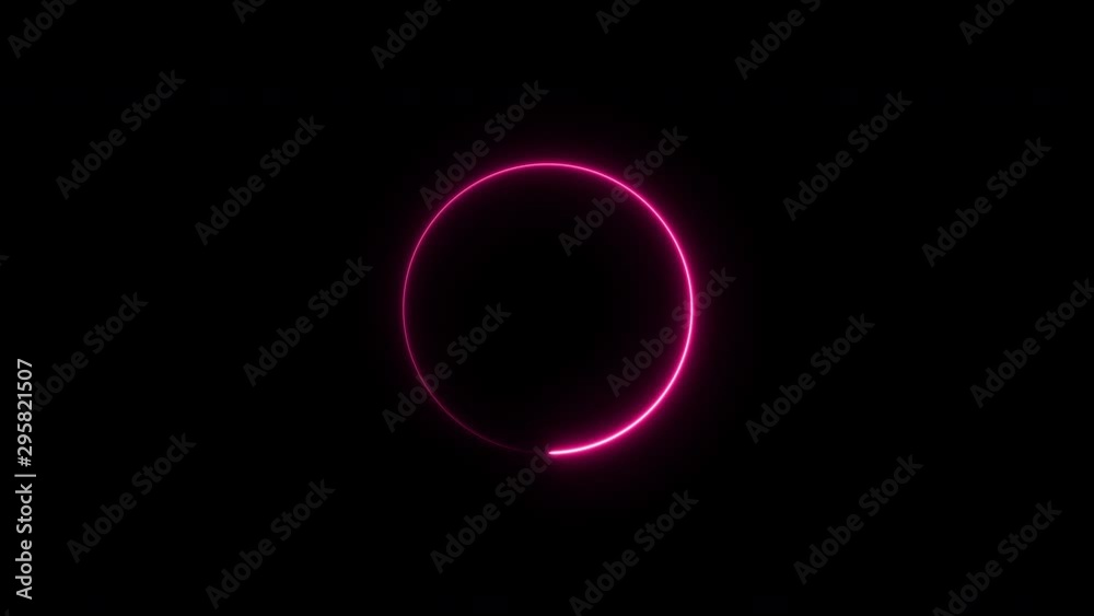 Abstract background with neon progress loading circle bar Seamless loop 4K neon animation
