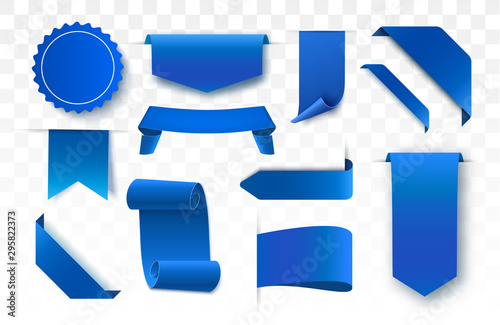 Blue blank tags, labels or badges. 