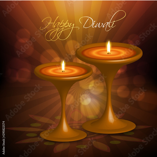 Diwali festival celebration in India. Save Download Preview Greeting card. Vector illustration