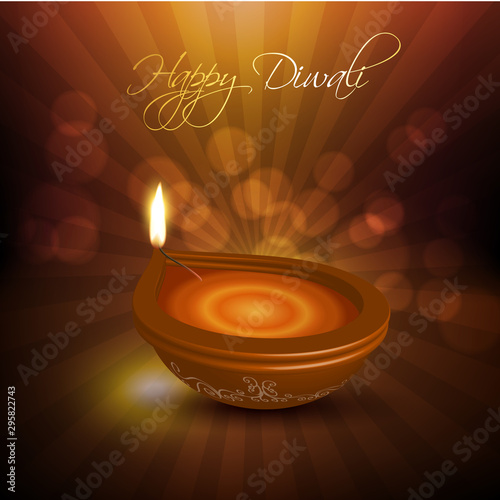 Diwali festival celebration in India. Save Download Preview Greeting card. Vector illustration