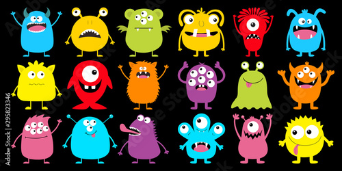 Photographie Monster colorful silhouette super big icon set