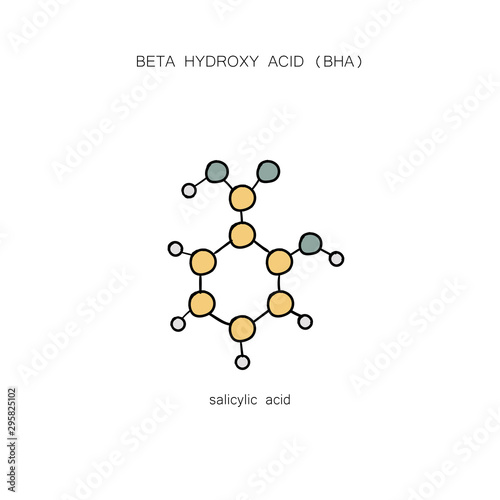 Beta hydroxy acid (BHA) salicylic acid  hand drawing - Vector