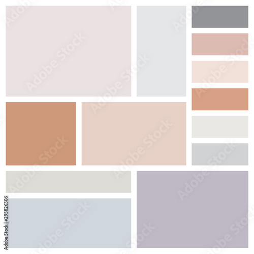 Vector Mood Board & Branding Presentation. Creative Theme Mood Board, Logo Template, Collage Frames with Universal Colour Palette. Picture Display & Montage.