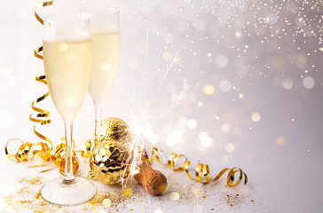 New year party with champagne