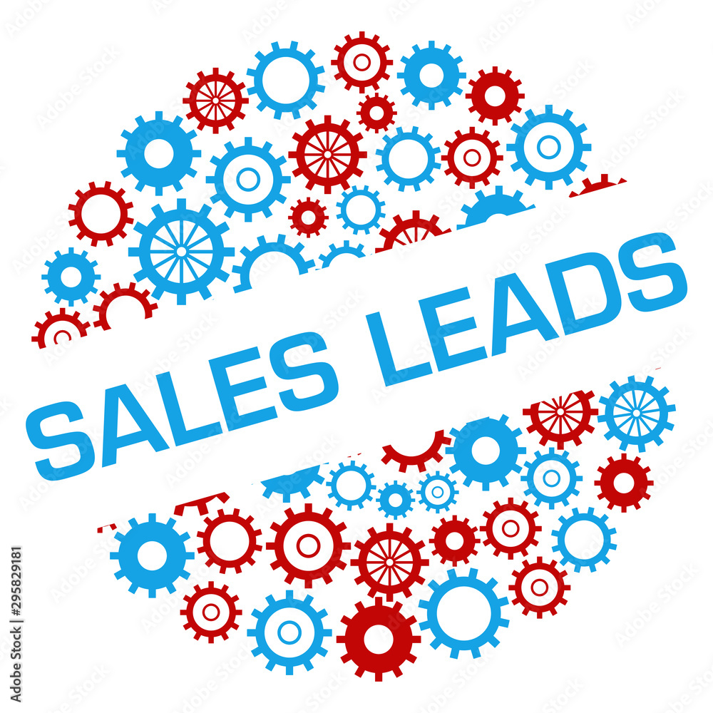 Sales Leads Red Blue Gears Circular Badge Style 