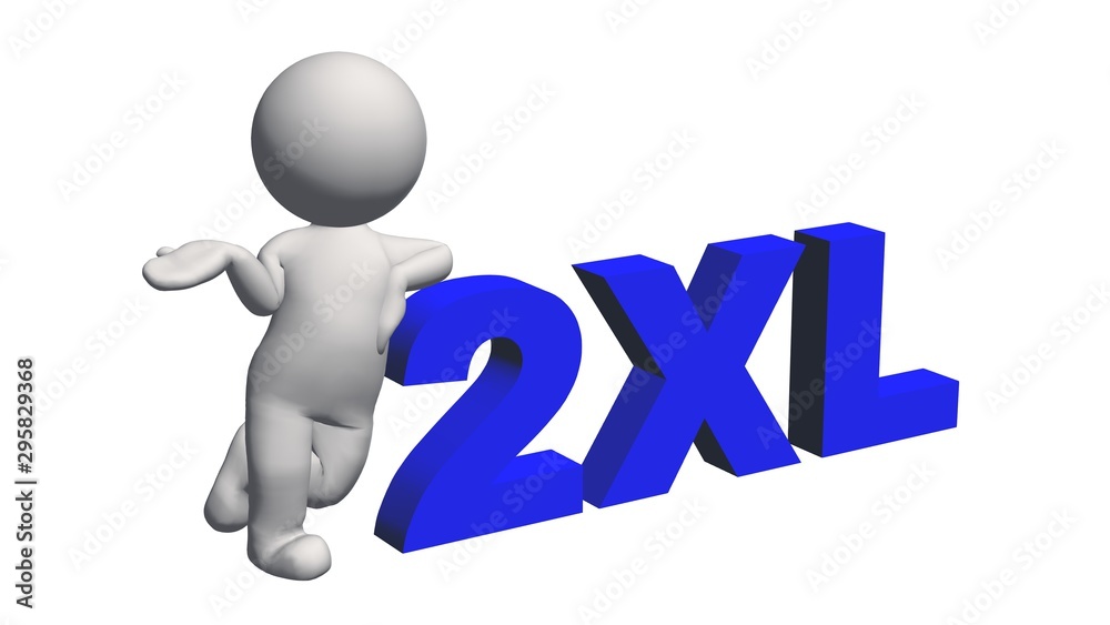 label size collection - 2XL sign blue with 3D people - isolated on white background - 3D illustration label size collection - 2XL sign blue with 3D people - isolated on white background - 3D illustration