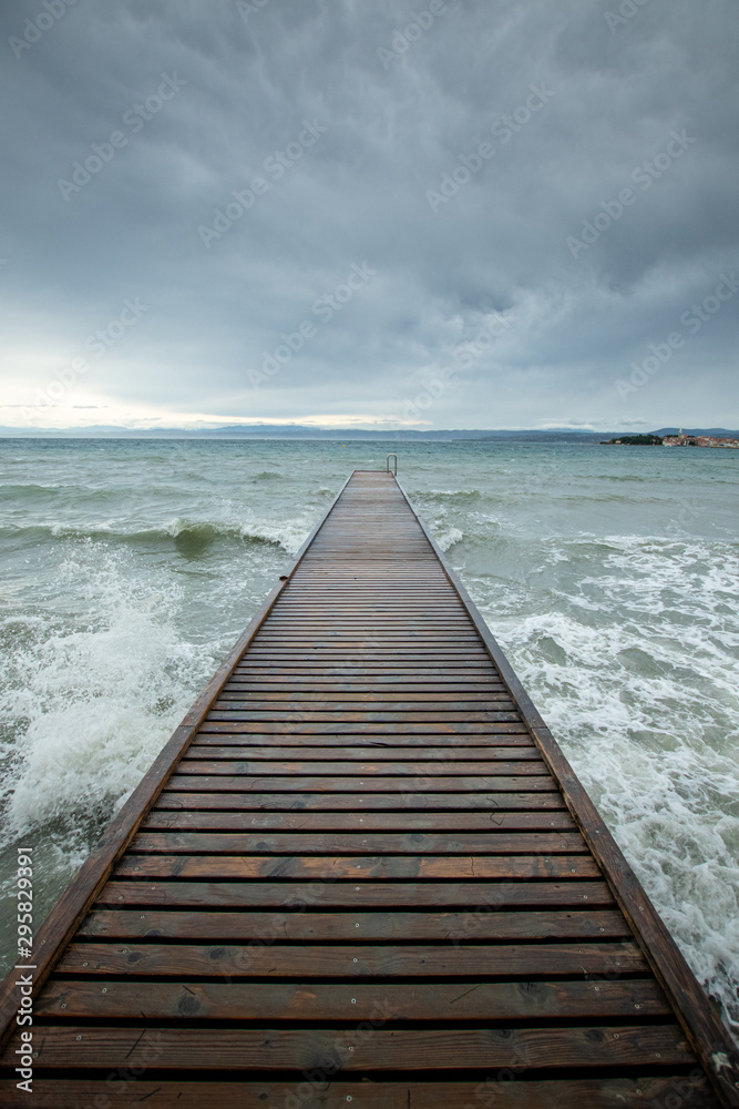 Pier during the stormy weather