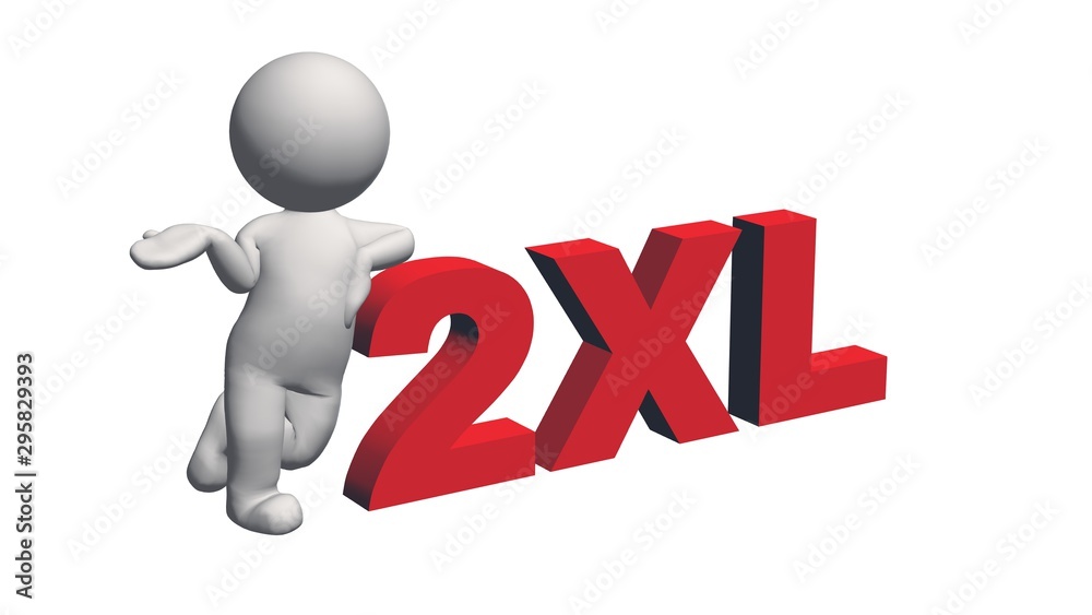 label size collection - 2XL sign red with 3D people - isolated on white background - 3D illustration label size collection - 2XL sign red with 3D people - isolated on white background - 3D illustration