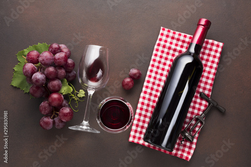 Beautiful red arrangement with wine and grapes