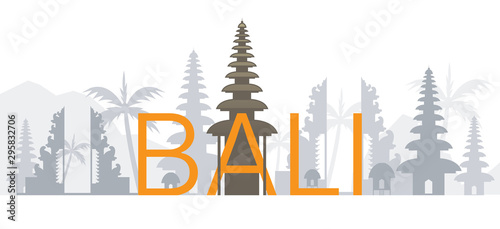 Bali, Indonesia Skyline Landmarks with Text or Word