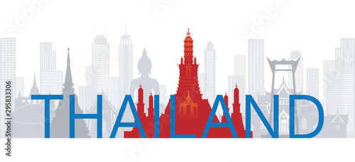 Thailand Skyline Landmarks with Text or Word