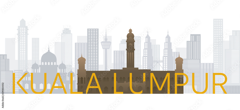 Kuala Lumpur, Malaysia Skyline Landmarks with Text or Word