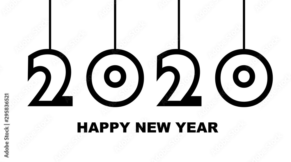 Year 2020 - simple greeting card, invitation, flyer, poster or design element - black - vector Year 2020 - simple greeting card, invitation, flyer, poster or design element - black - vector