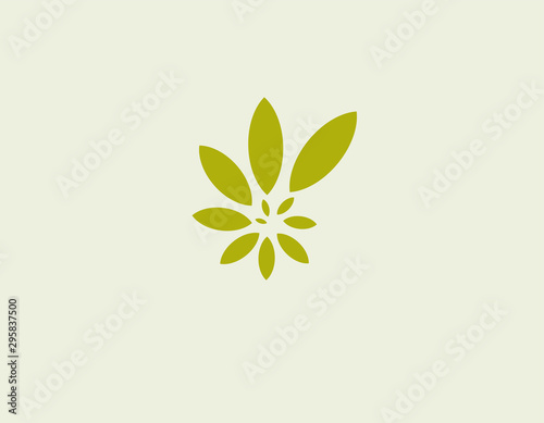 Bright green logo leaves of the plant in a spiral pattern for the company