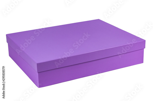 Lilac rectangular gift box isolated on white background