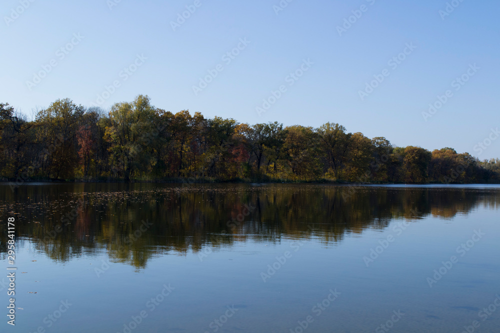 autumn landscape of the river and forest