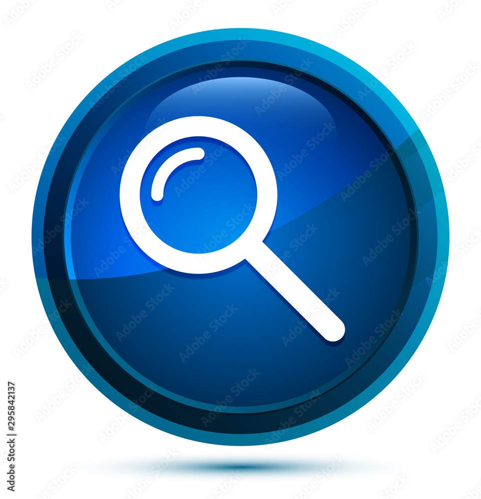 Magnifying glass icon elegant blue round button illustration Magnifying glass icon elegant blue round button illustration