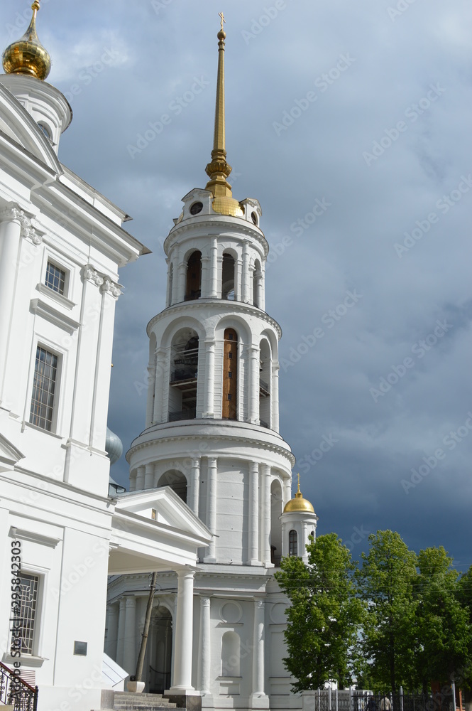 The bell tower of the resurrection Cathedral in the town of Shuya, Russia