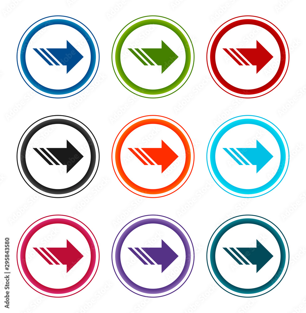 Next icon flat round buttons set illustration design Next icon flat round buttons set illustration design
