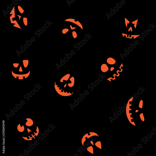 Halloween seamless background with Jack O'Lantern faces 4