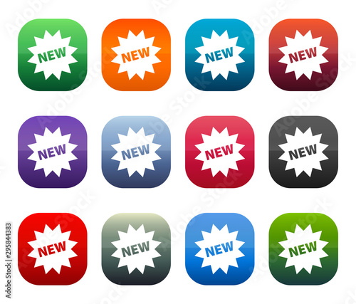 New star badge icon shiny square buttons set illustration design