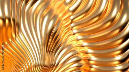Luxury golden metal background with lines. 3d illustration  3d rendering.