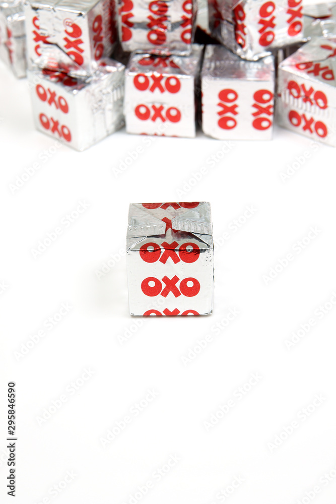 OXO beef flavoured stock cubes for making gravy Stock Photo