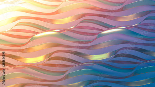 Golden wave background. 3d illustration, 3d rendering. © Pierell