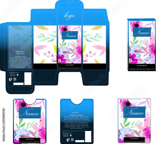 Packaging design, perfume luxury box design template and mock up box. Illustration vector.