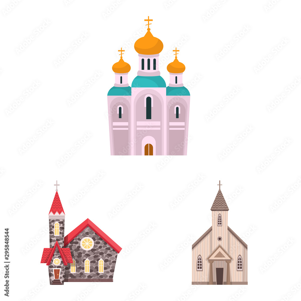 Vector design of religion and building icon. Set of religion and faith vector icon for stock.