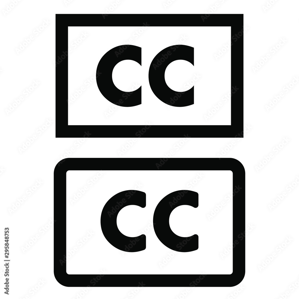 Closed captioning vector icon. cc illustration symbol or sign. Stock