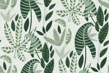 Papier peint photo Pastel patrons Feuilles tropicales pastel botanique moderne  © Diana  Sityaeva 