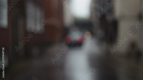 Wallpaper Mural Static close up shot through the blurry window with rain pouring down Torontodigital.ca