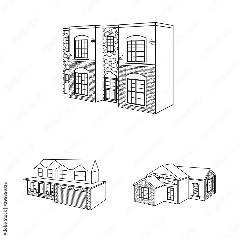 Vector design of city and construction icon. Set of city and estate stock symbol for web.