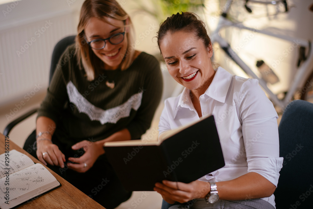 Businesswomen discussing work in the office Businesswomen discussing work in the office