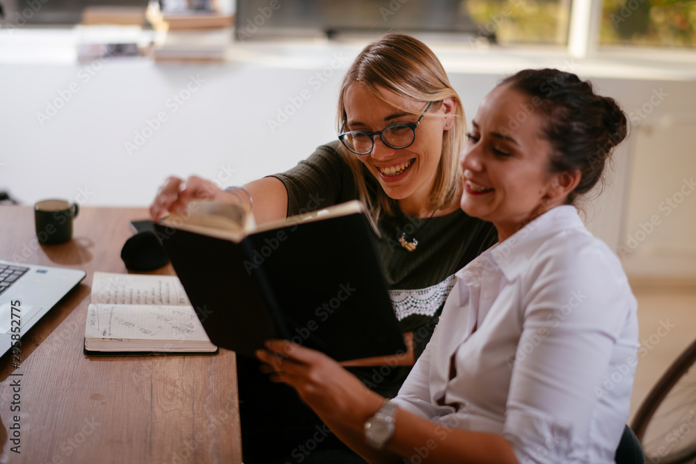 Businesswomen discussing work in the office Businesswomen discussing work in the office