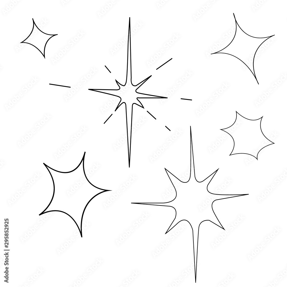Obraz premium Set of black hand drawn vector stars in doodle style on white background. Could be used as pattern or standalone element