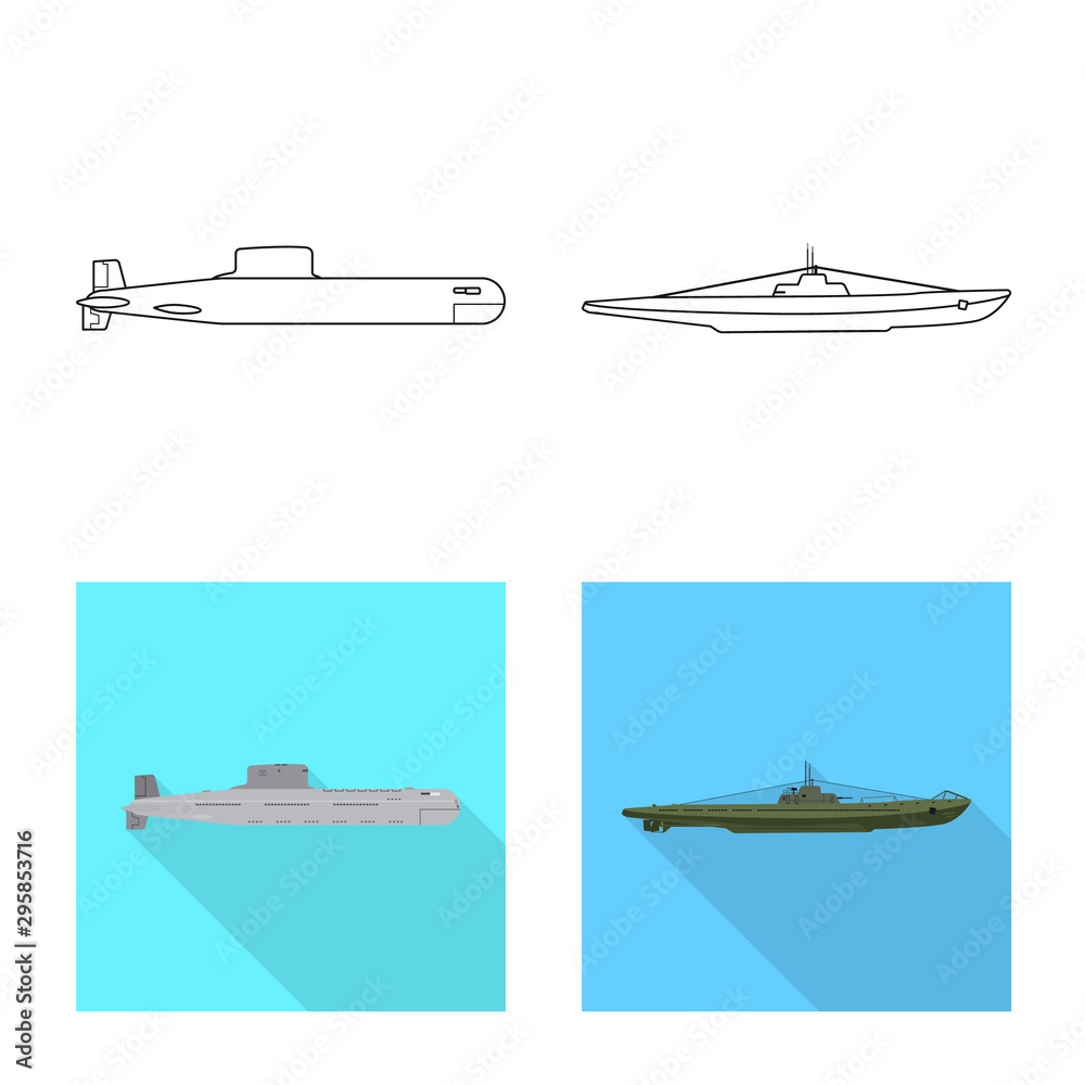 Isolated object of war and ship symbol. Set of war and fleet stock vector illustration.
