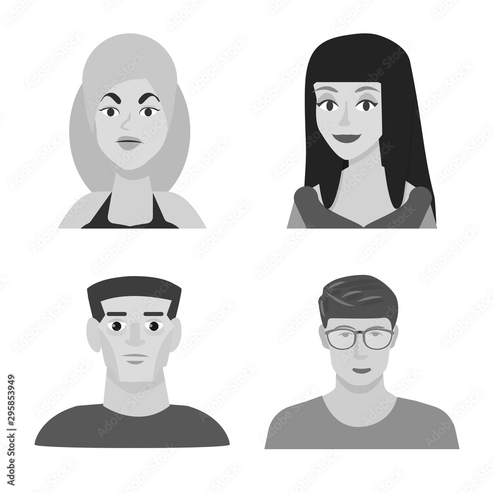 Isolated object of avatar and creative symbol. Collection of avatar and person stock vector illustration. Isolated object of avatar and creative symbol. Collection of avatar and person stock vector illustration.