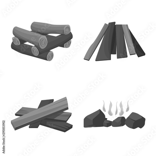 Isolated object of forest and hardwood logo. Collection of forest and logging vector icon for stock.