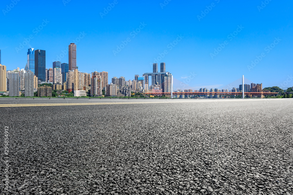 Asphalt highway and modern city financial district in chongqing,China. Asphalt highway and modern city financial district in chongqing,China.